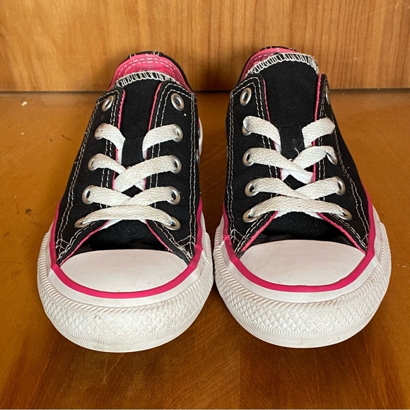 Youth 12 Converse All Star Low Sneakers Black Pink SEF0921 - Picture 2 of 8